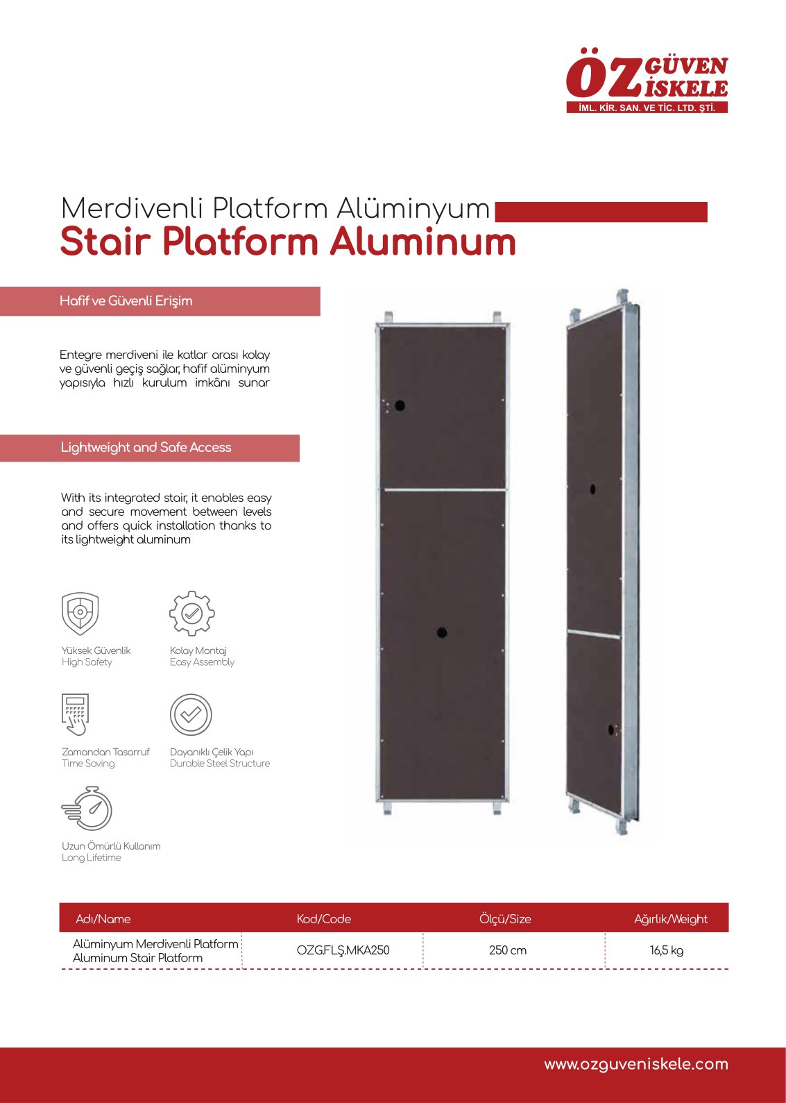Flanşlı Merdivenli Platform katalog sayfası