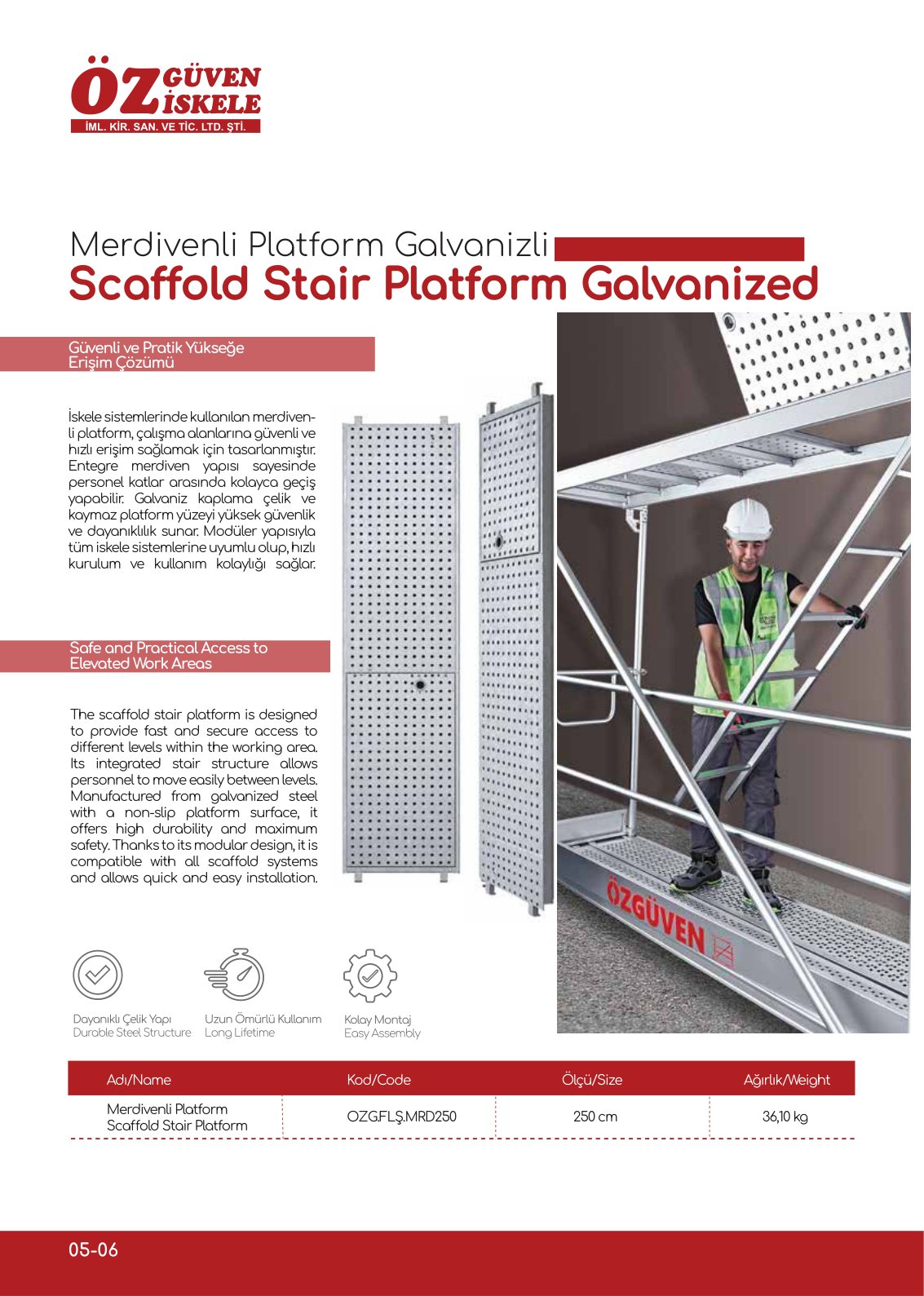Flanşlı Merdivenli Platform katalog sayfası