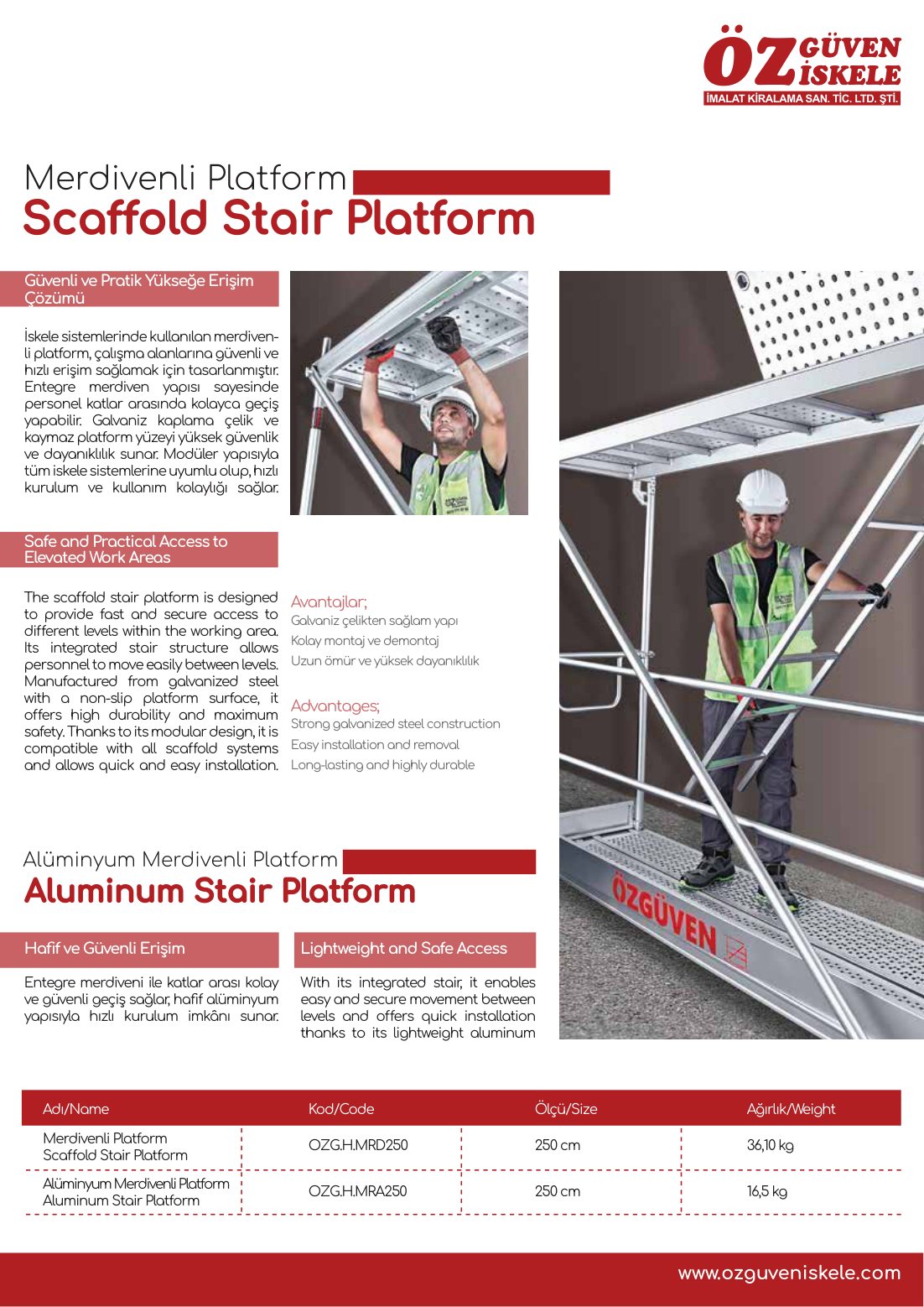 Merdivenli Platform katalog sayfası